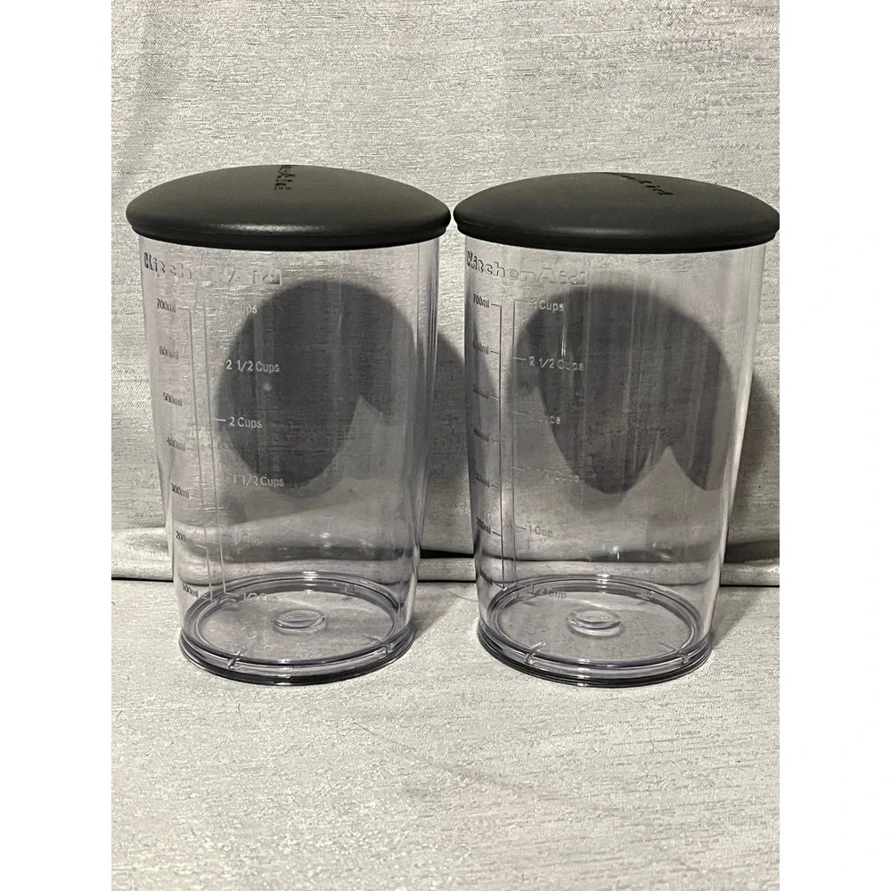 KitchenAid 3 Cup Blending Jars with Lids Set of 2 Clear Black 700ml Replacement
